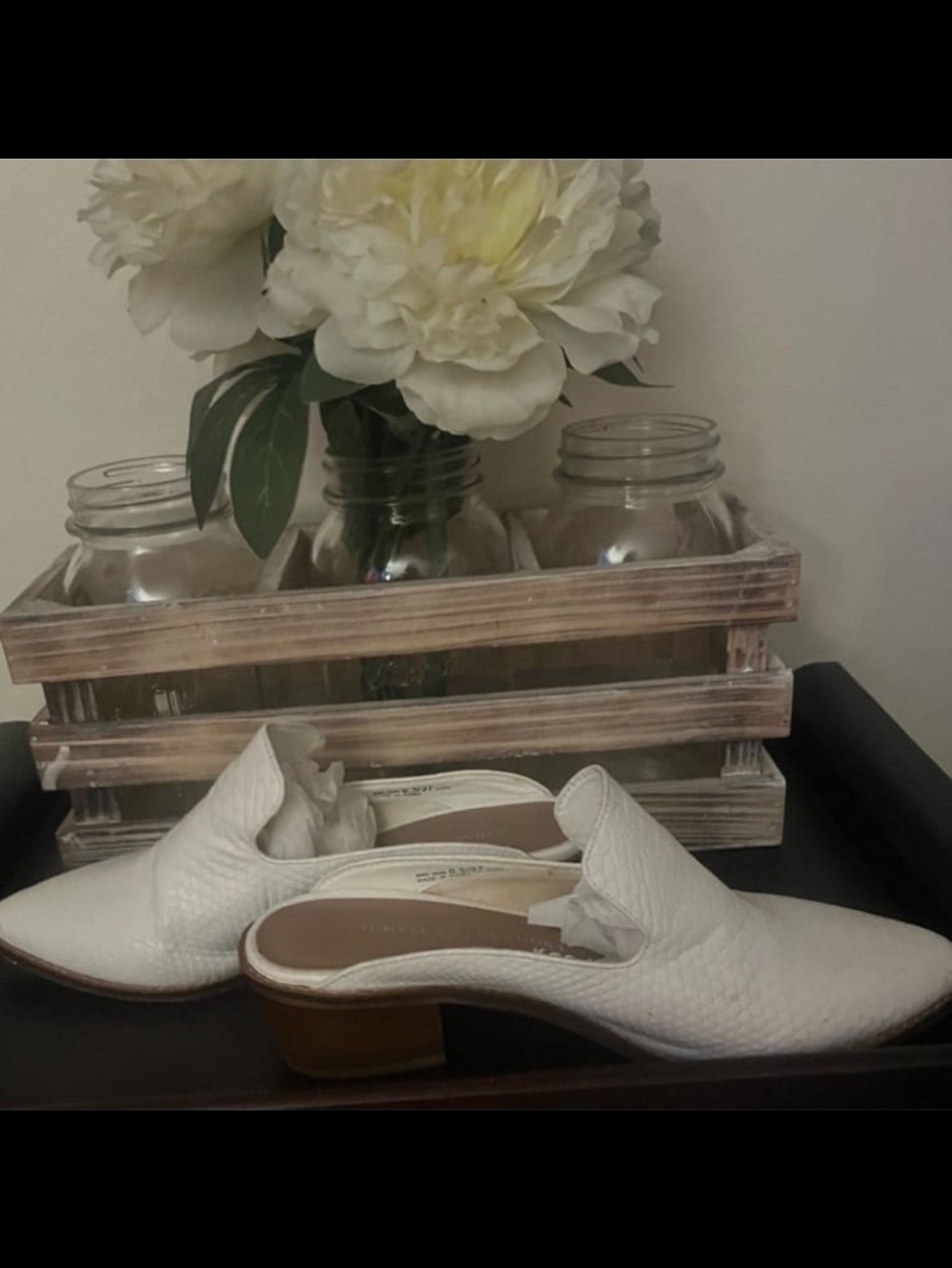Marni White Textured Leather Slip- On Mules